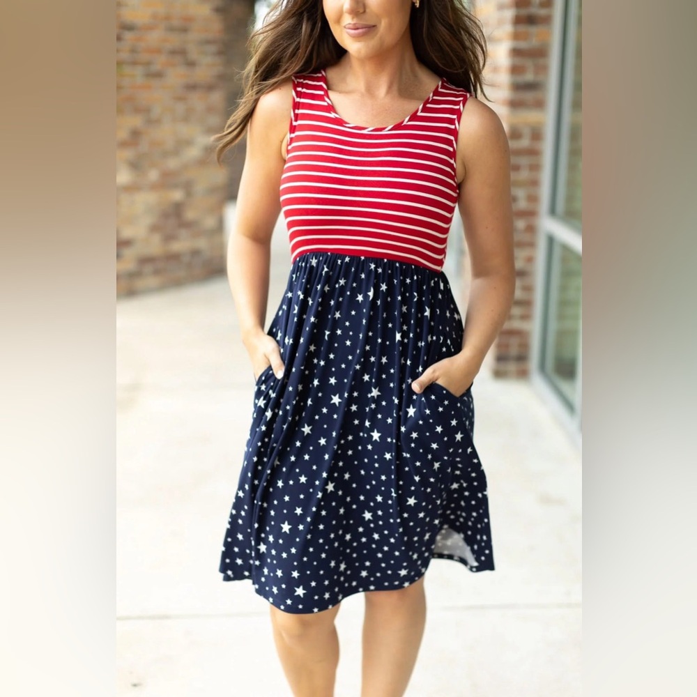 NWT Michelle Mae 4th of July Stars and Stripes Tank Dress size XL